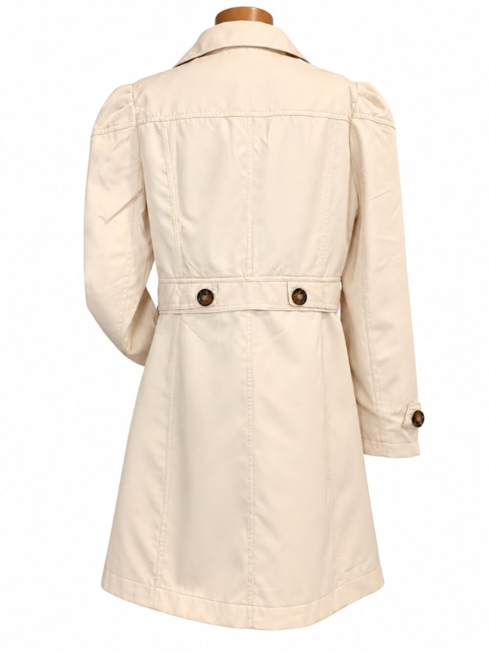 Cream Puff Sleeve Trench Coat Button Front New XL - Picture 6 of 6